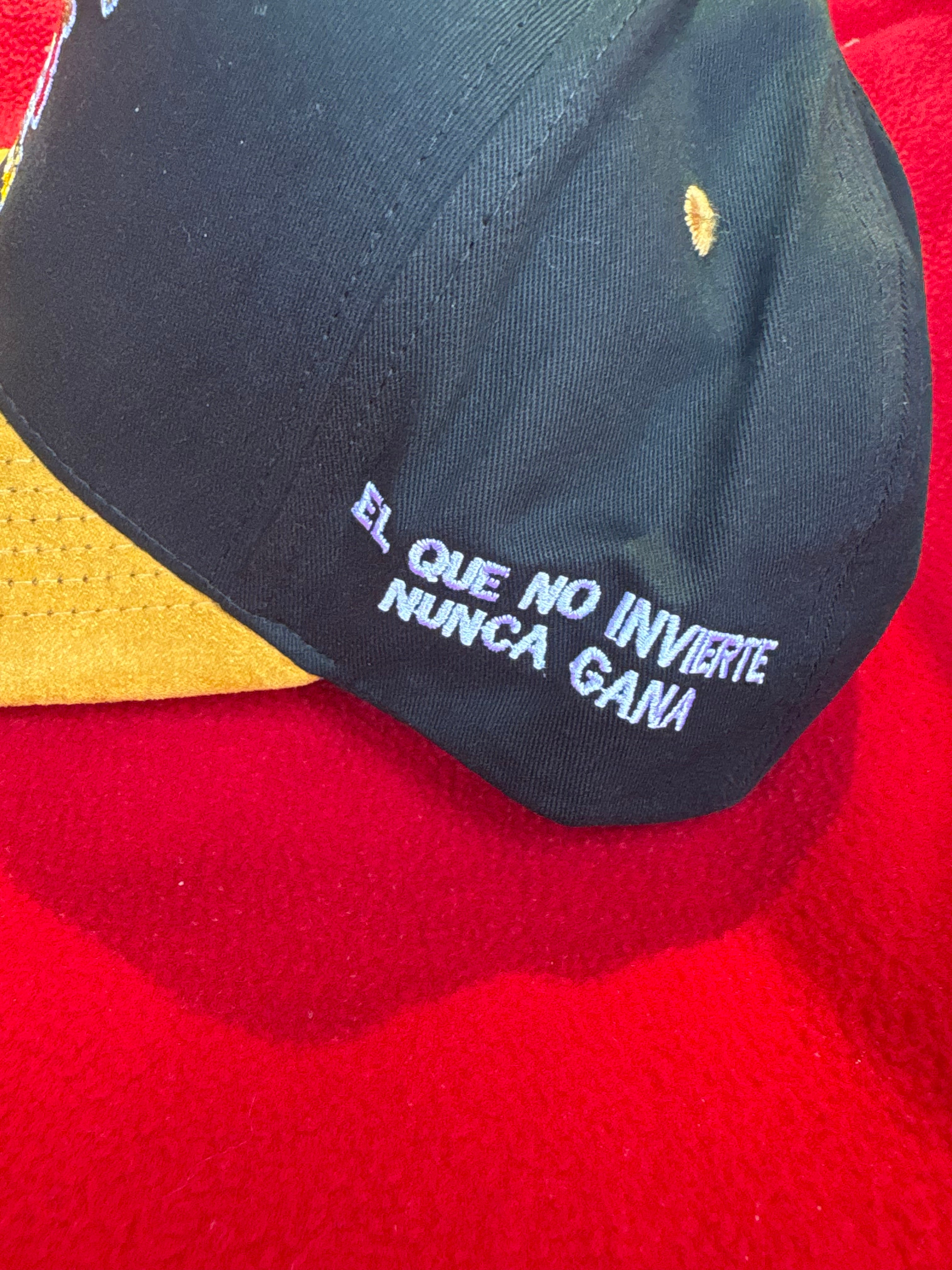 Black hat with yellow suede